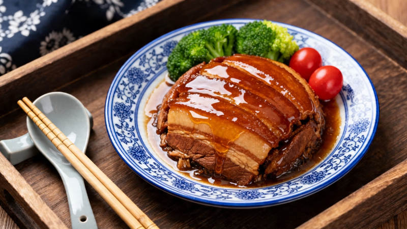 红烧肉配西兰花小番茄图片