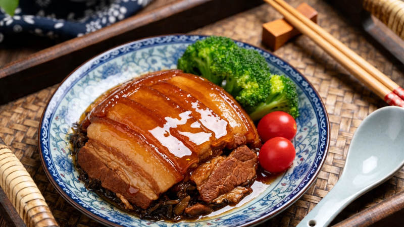 红烧肉配西兰花小番茄图片