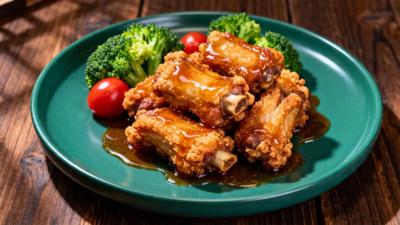 酱香排骨配西兰花小番茄图片