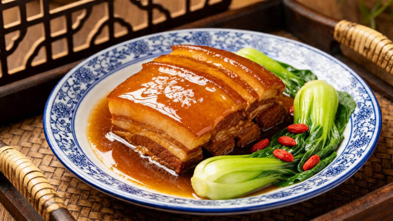 红烧肉配青菜 色香味俱全图片