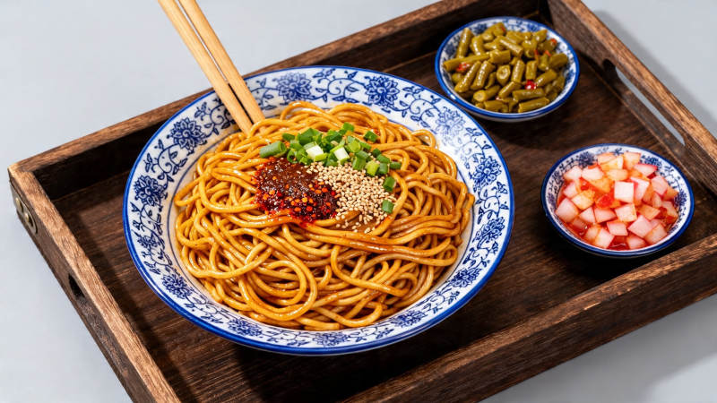 川味拌面配小菜图片