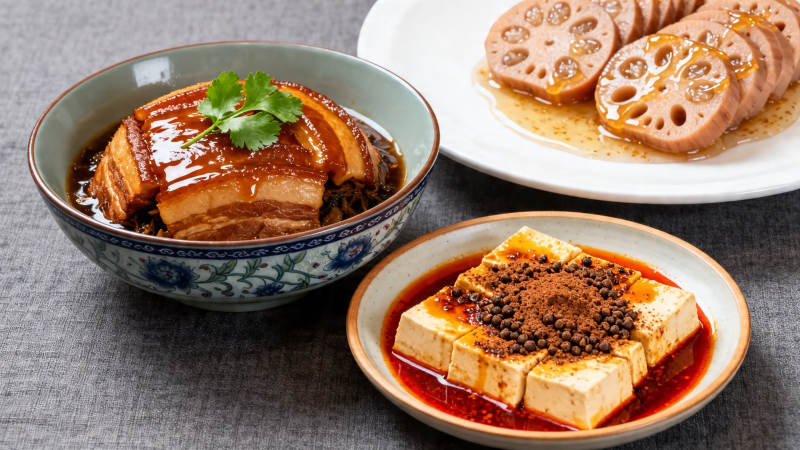 红烧肉 莲藕 麻婆豆腐图片