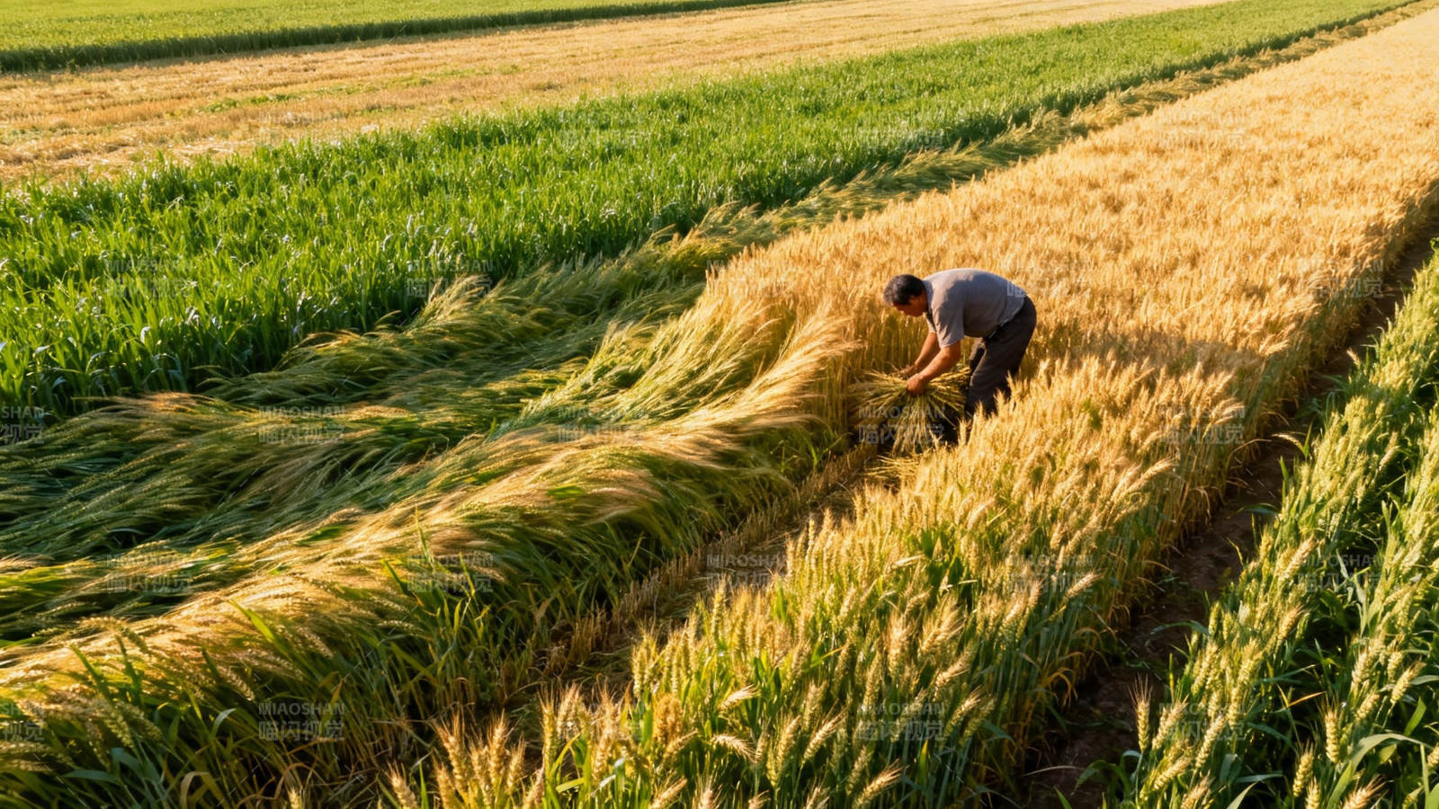 麦田劳作 丰收在望图片