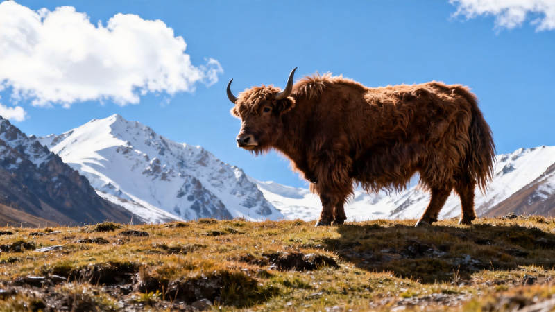雪山下的牦牛图片