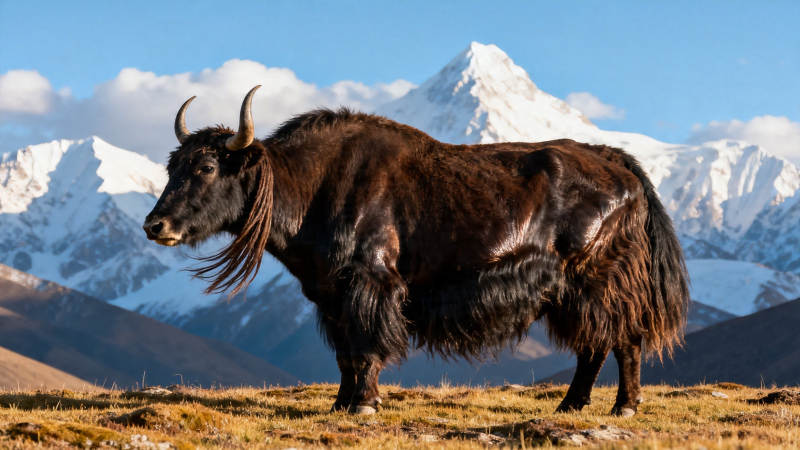 雪山下的牦牛雄姿图片