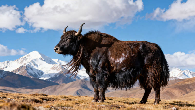 雪域牦牛立高原图片