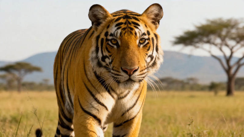 虎行草原 王者凝视图片