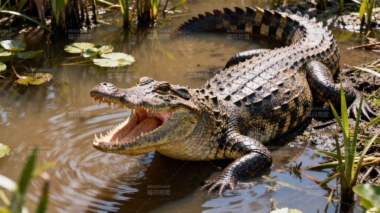 鳄口大张 水边威猛现图片