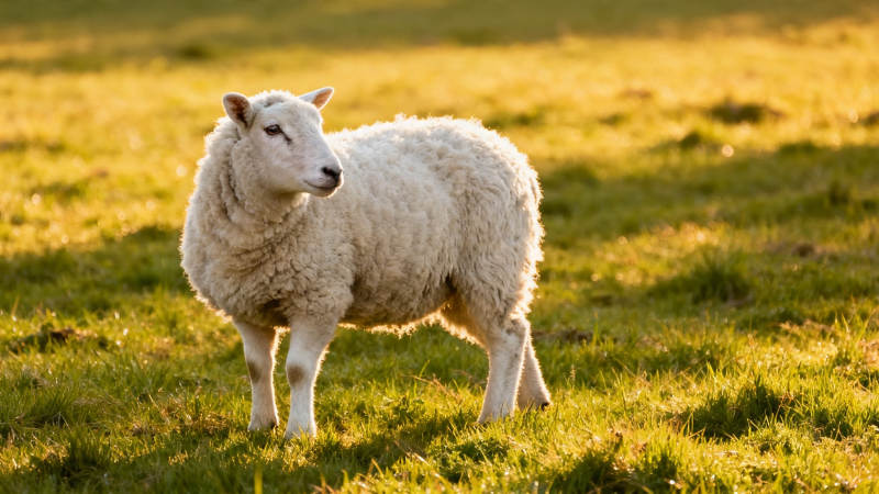 夕阳下的白绵羊图片