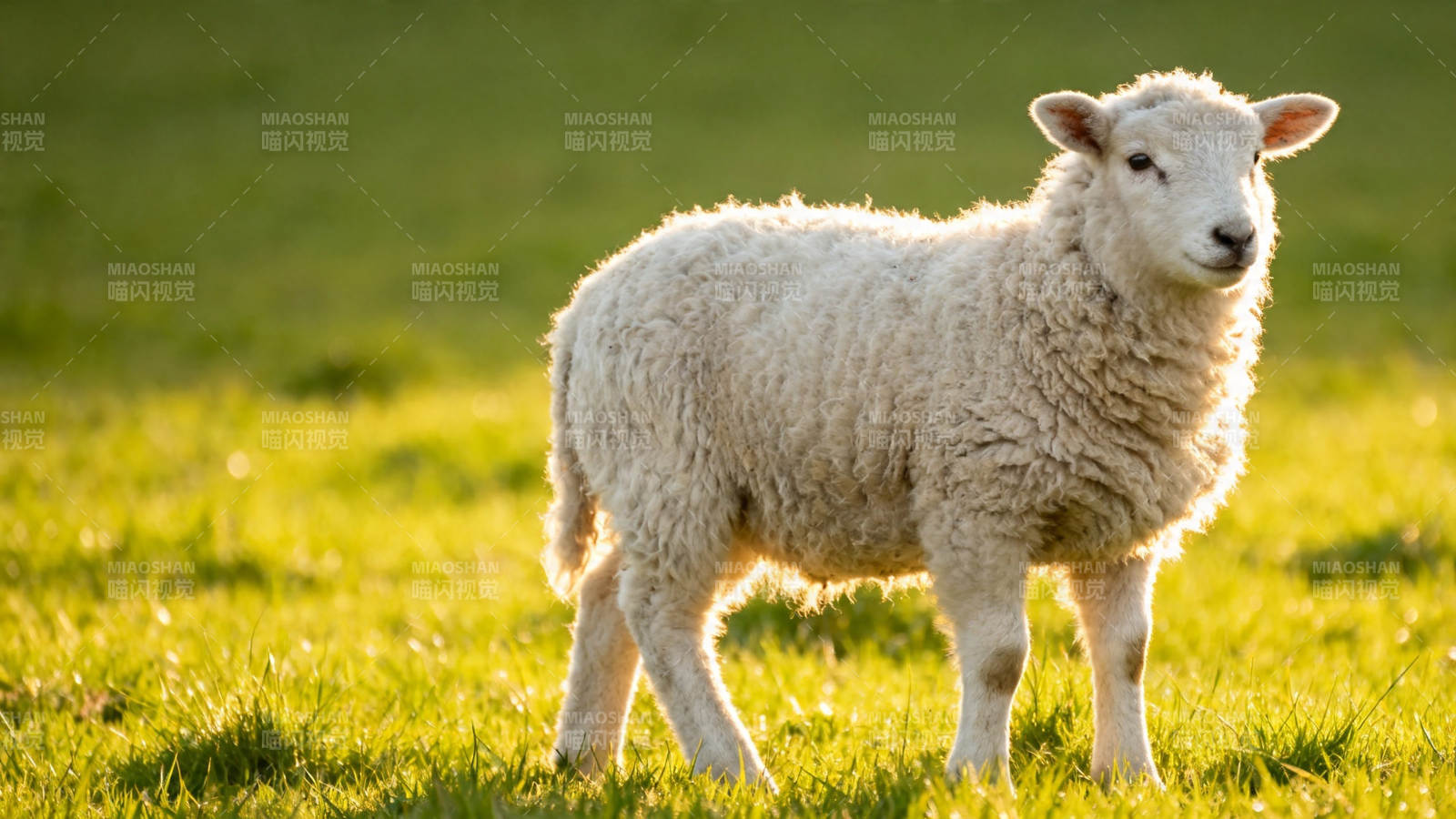 阳光小羊立绿野图片