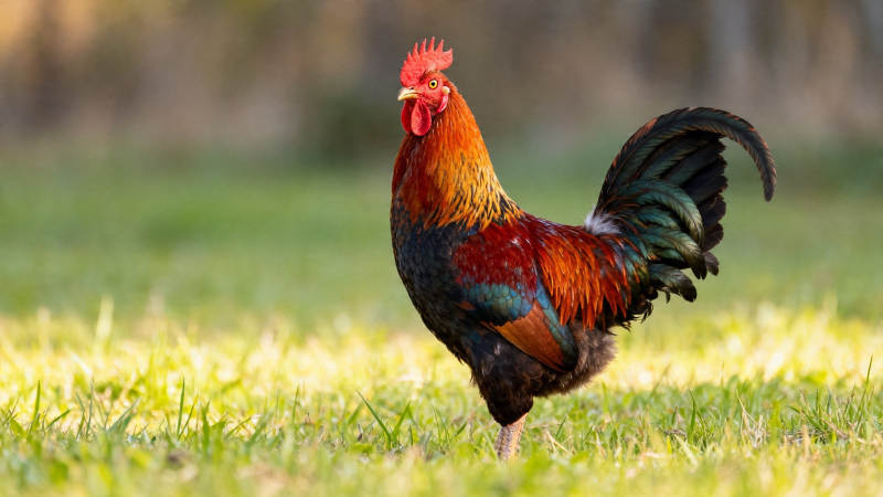 晨光中的雄鸡昂首啼鸣图片