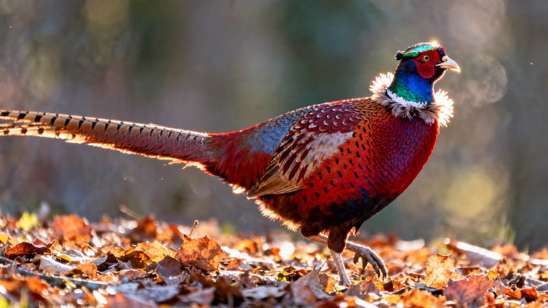 秋日彩 pheasant 漫步落叶间图片