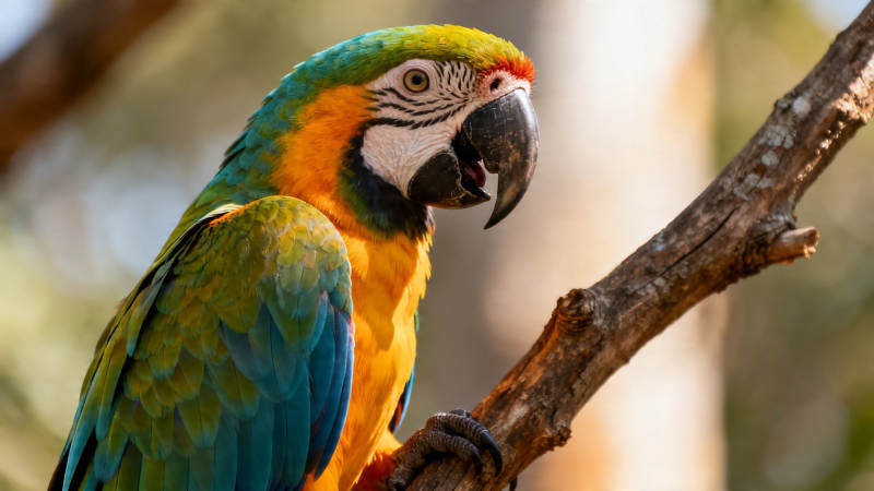 彩羽鹦鹉栖枝头图片