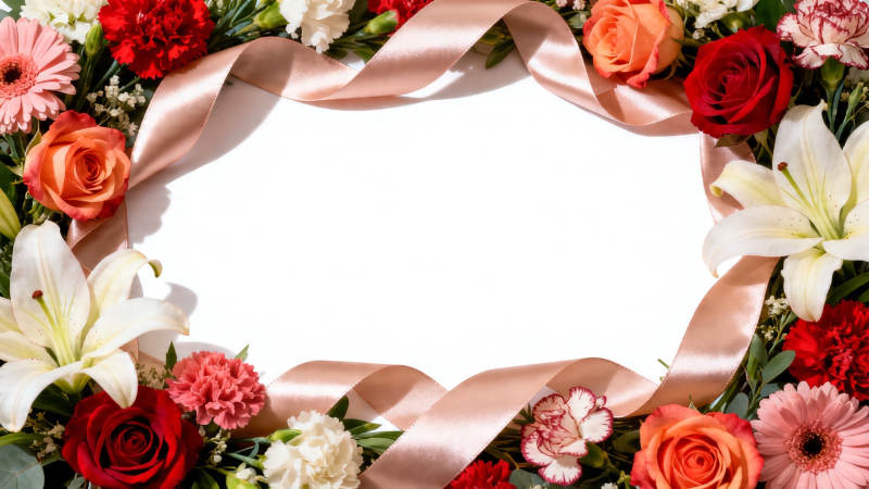 花环丝带 浪漫边框设计图片