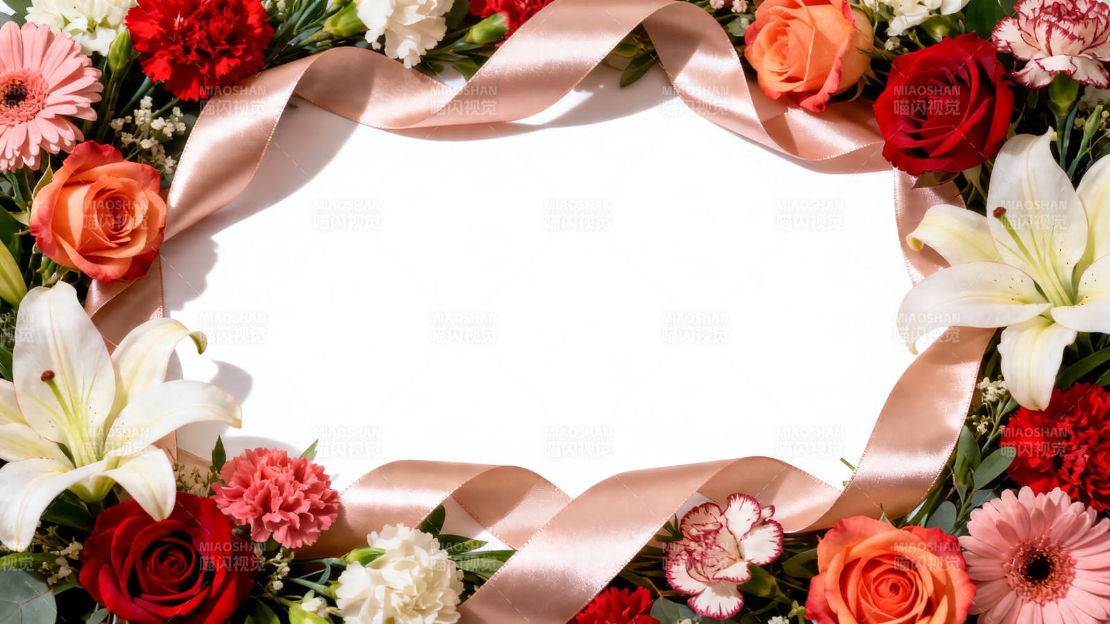 花环丝带 浪漫边框设计图片