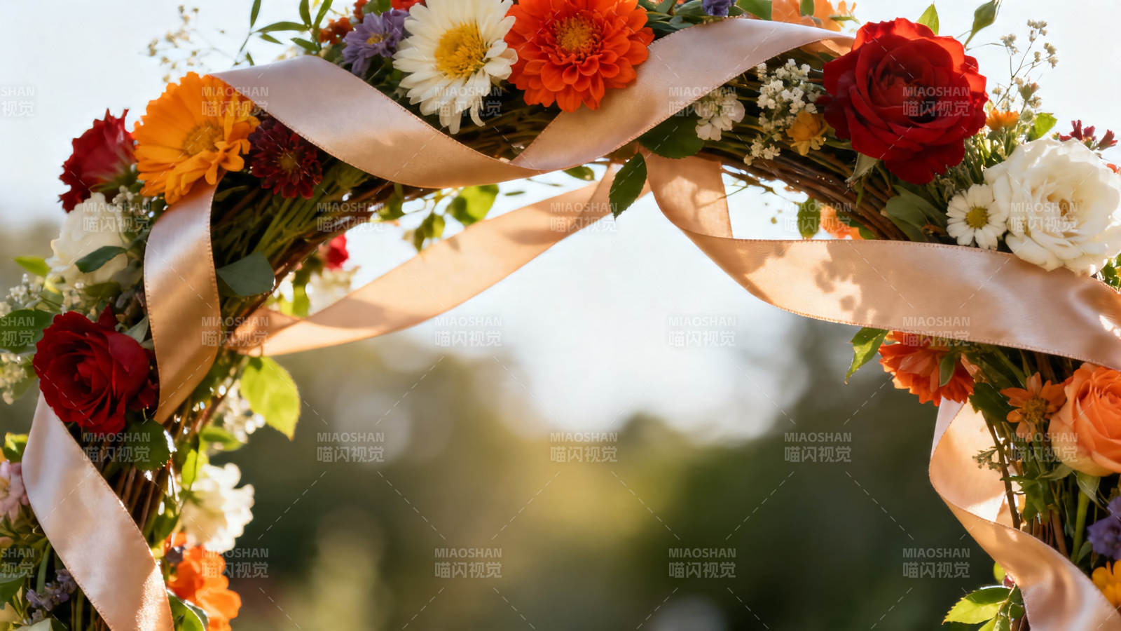 花环拱门 浪漫婚礼背景图片