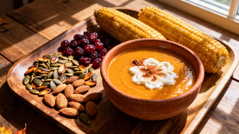 秋日暖汤配玉米坚果图片