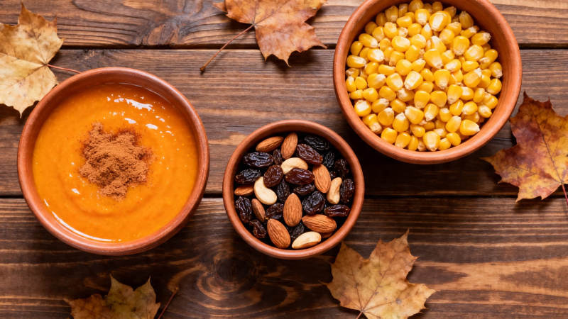 秋日暖食 南瓜玉米坚果碗图片