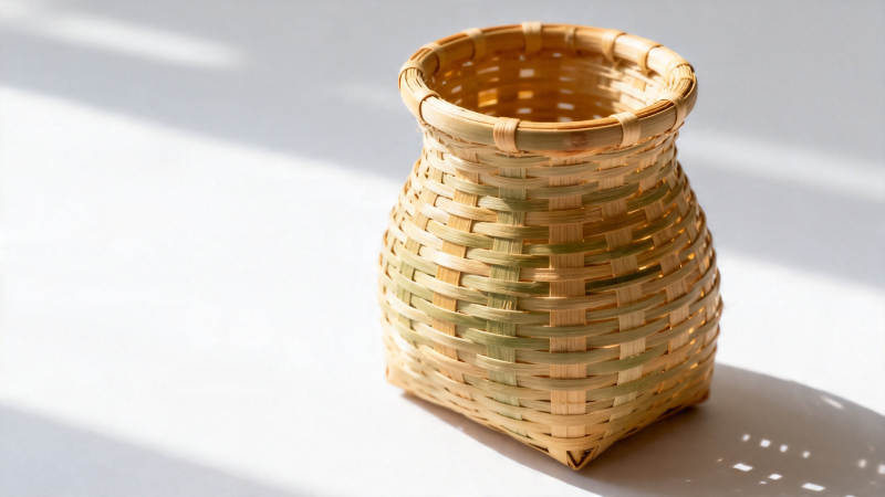 竹编小篮 光影静美图片