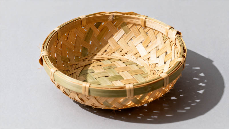 竹编小篮 光影斑驳图片