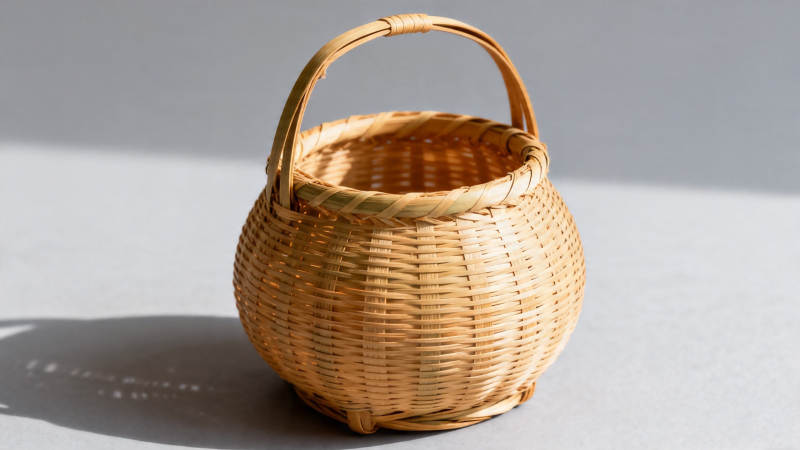 竹编小篮 光影静美图片