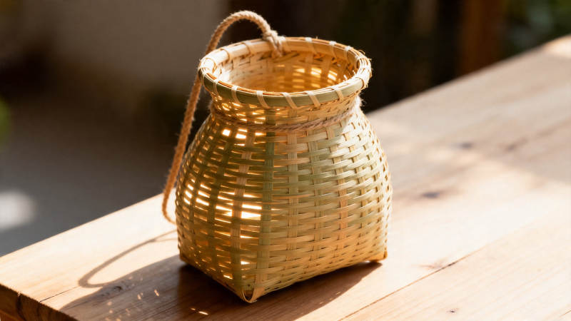 竹编小篮 阳光下的温柔图片