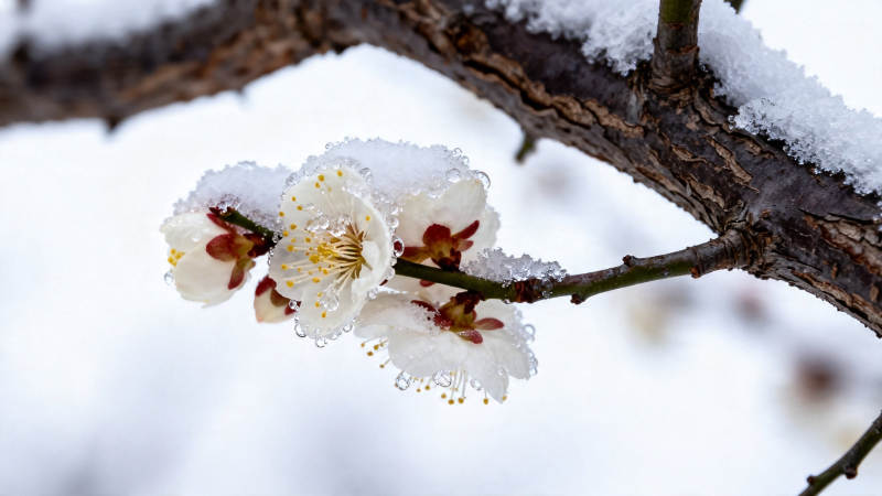雪覆梅花 傲寒绽放图片