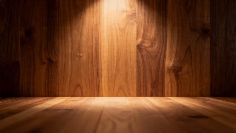 木墙木地板 暖光静谧空间图片