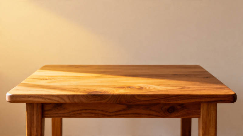 木桌静置 暖光轻抚图片