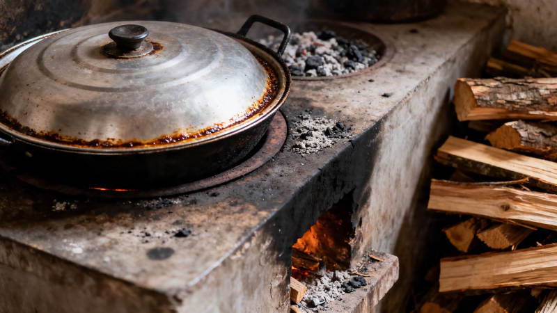 柴火灶上炖锅香图片