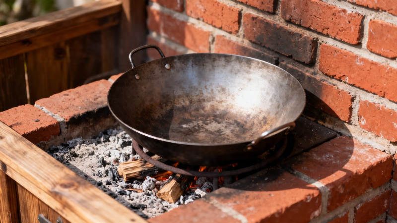 砖灶铁锅 柴火慢炖香图片