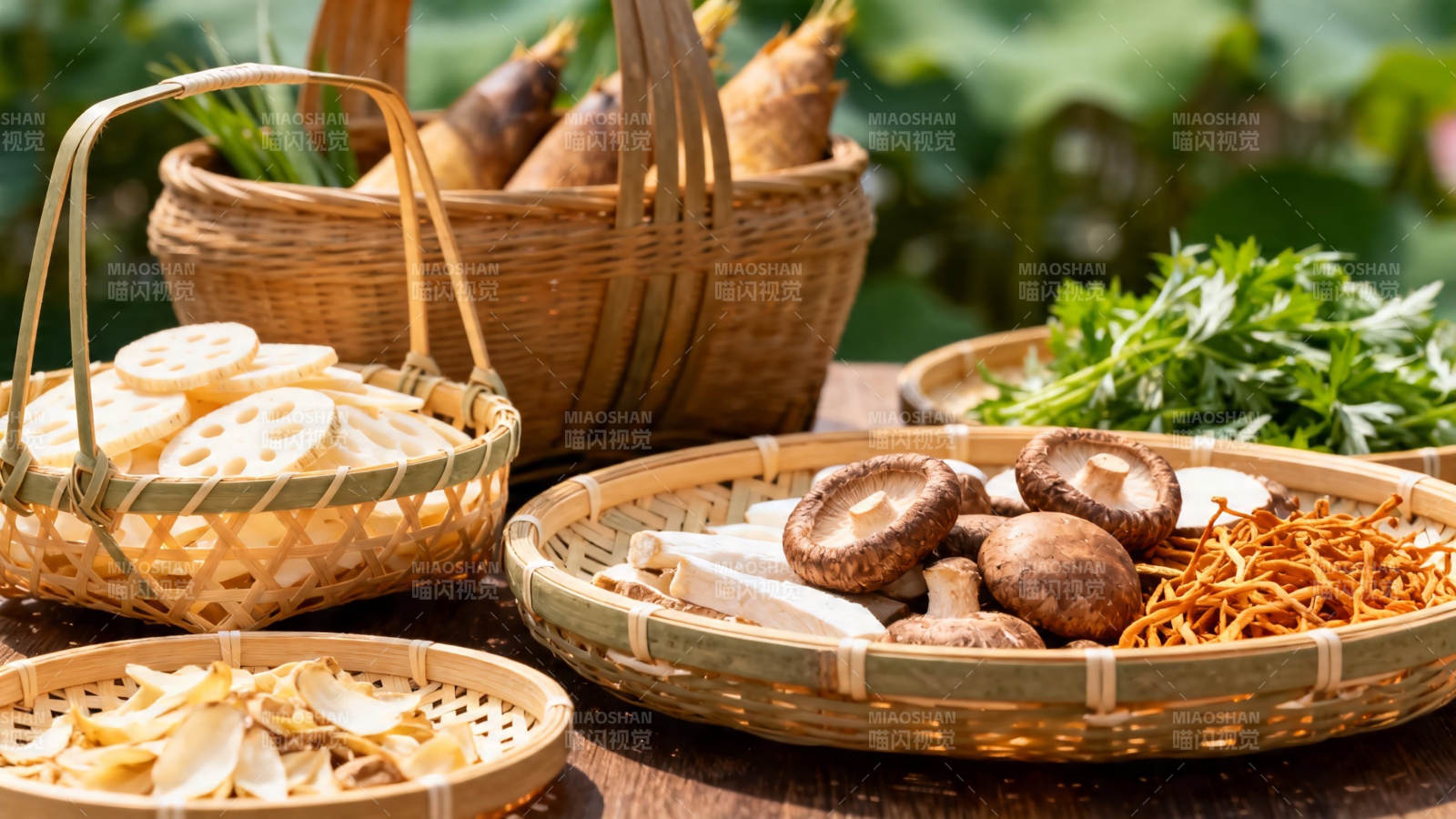竹篮盛鲜蔬 山野好风味图片