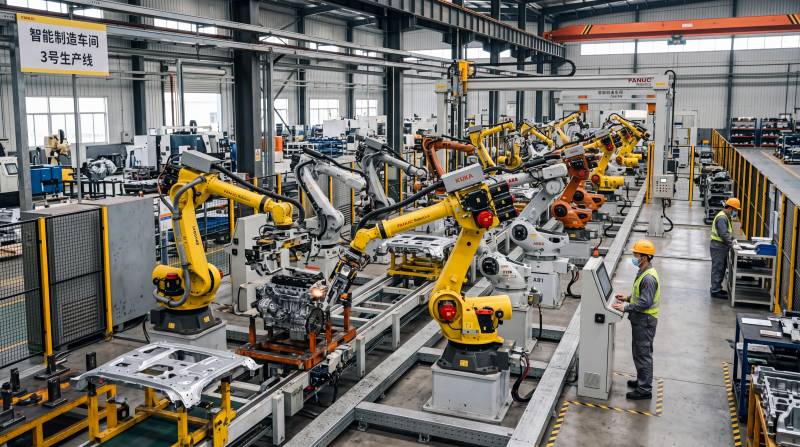 智能车间机器人生产线图片