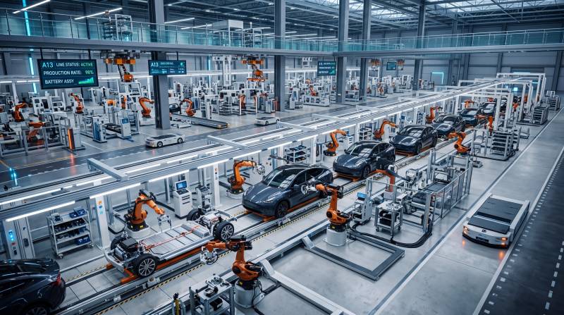 智能汽车生产线全景图图片