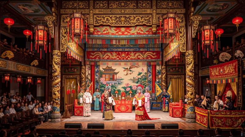 古戏台演传统戏曲盛景图片