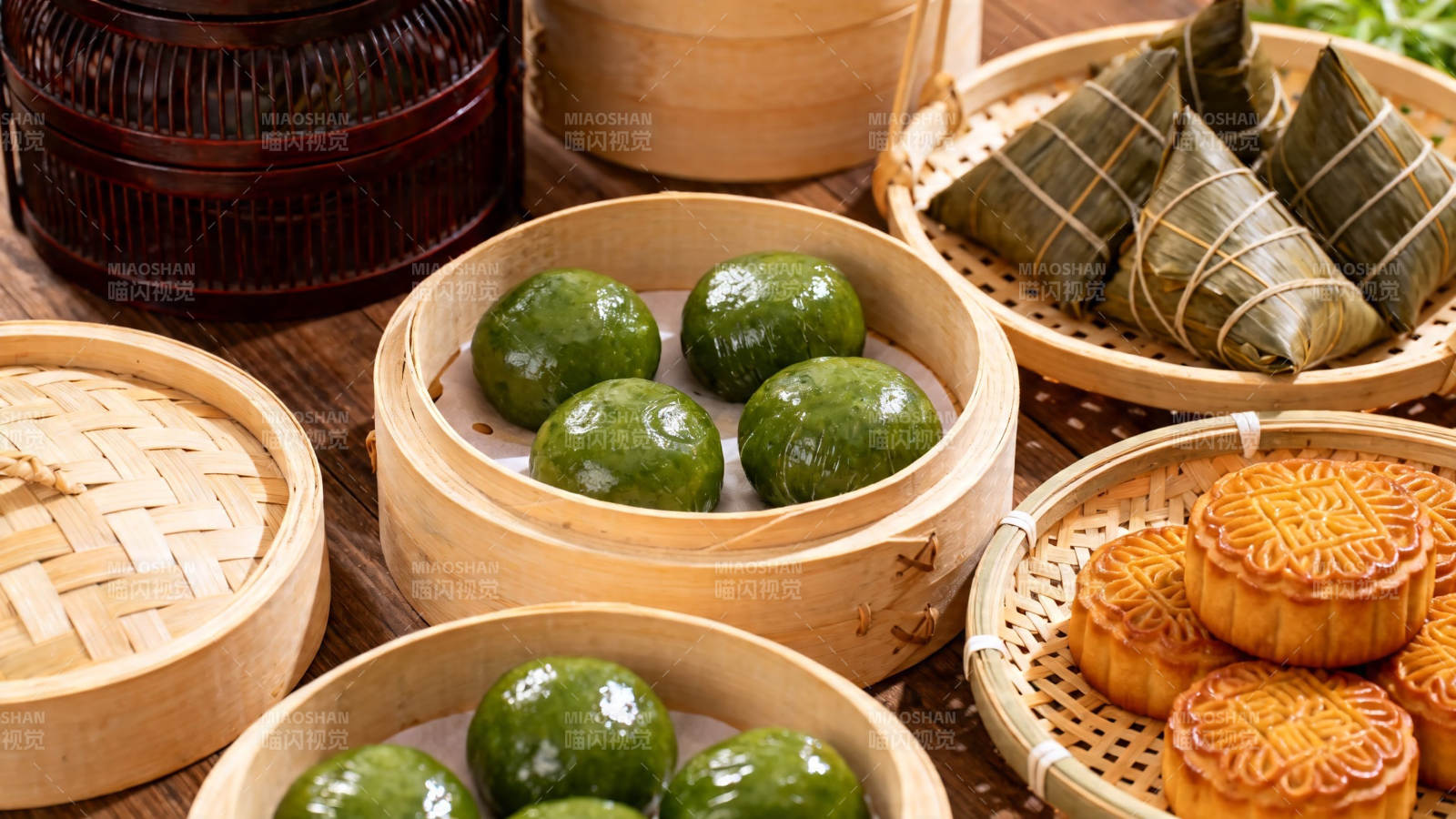 中式点心 青团 粽子 月饼图片