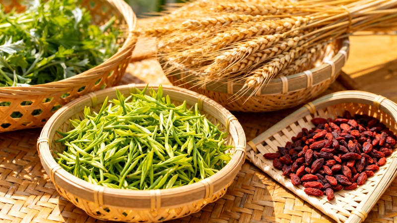 竹篮盛五谷 天然好食材图片