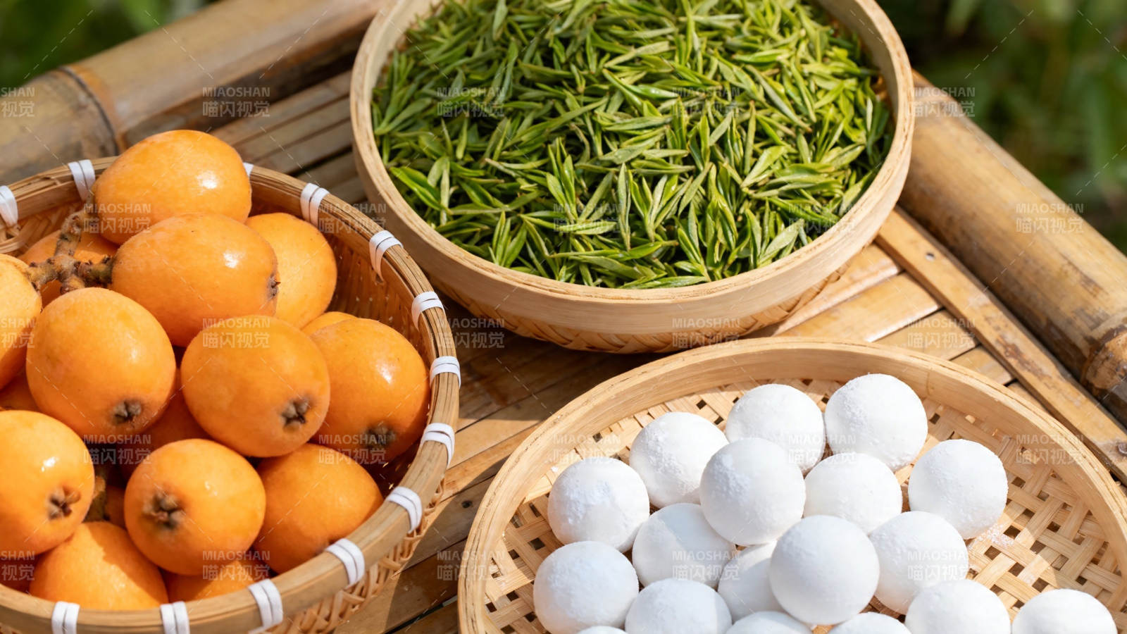 竹篮盛果茶 清新自然味图片