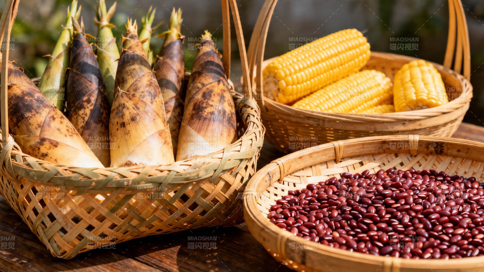 竹笋玉米红豆篮装鲜图片