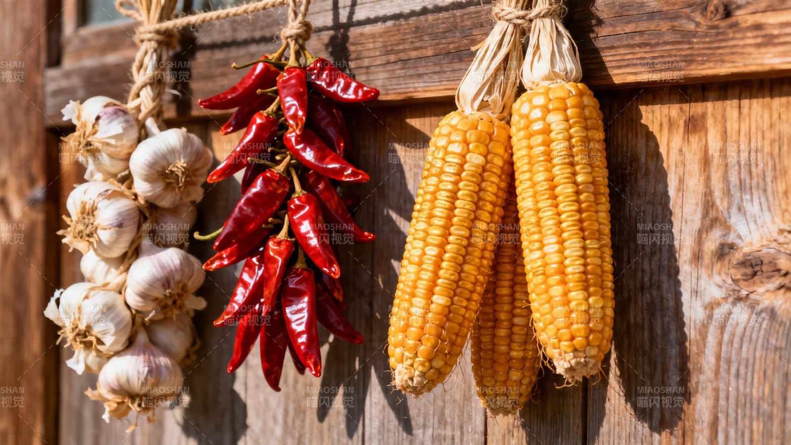 玉米辣椒蒜 农家丰收景图片