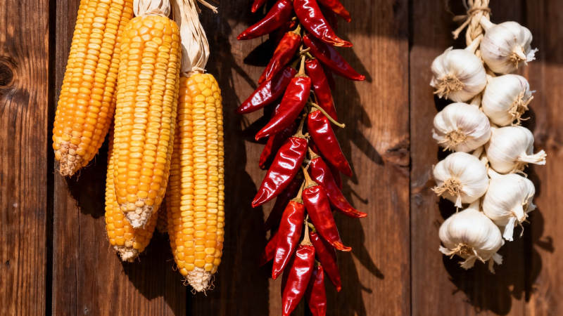 玉米辣椒蒜 农家风味浓图片