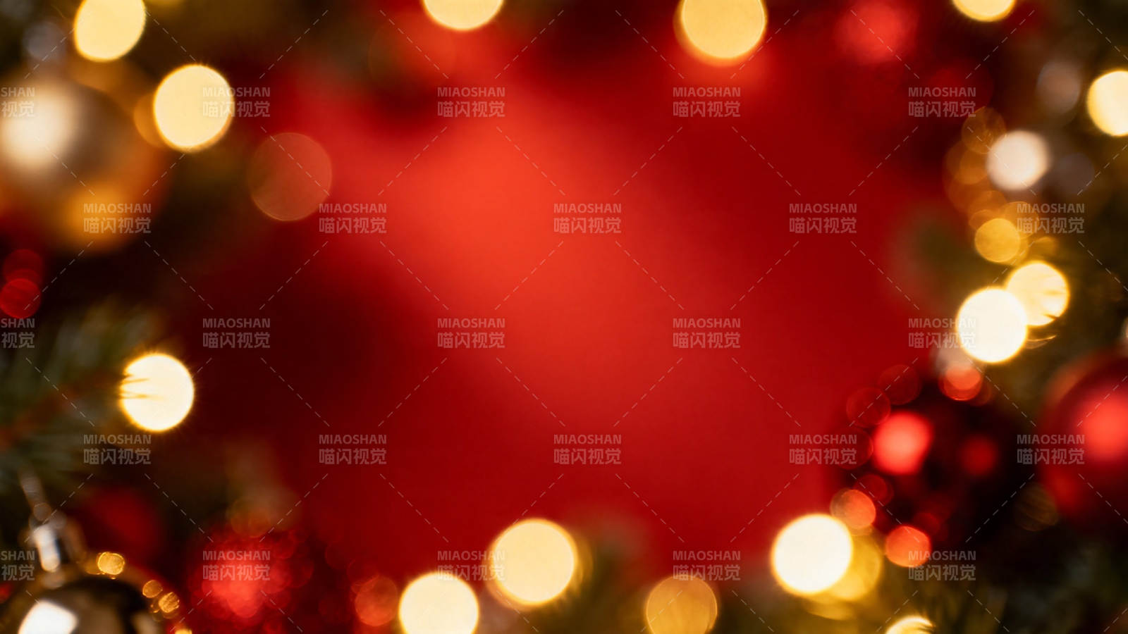 圣诞红金梦幻光斑背景图片