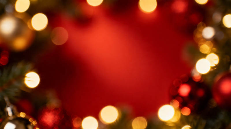 圣诞红金梦幻光斑背景图片