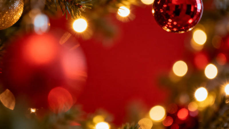圣诞红金球 暖光映佳节图片
