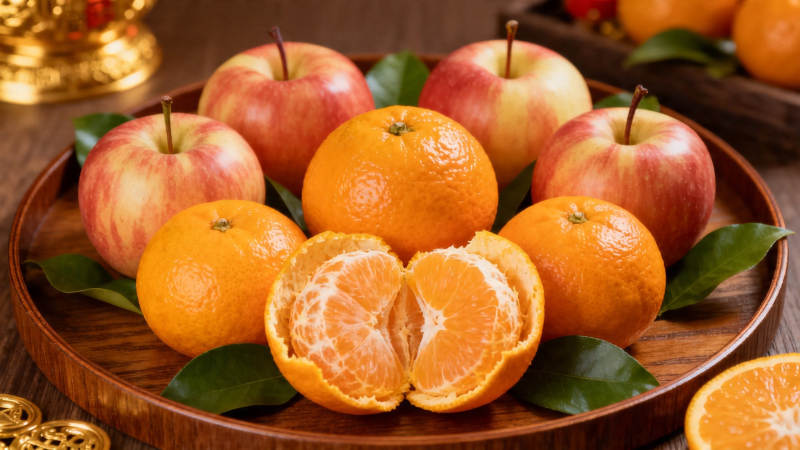 橘苹同盘 鲜果迎福图片