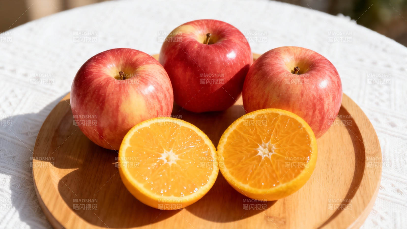 苹果橙子摆盘 清新诱人图片