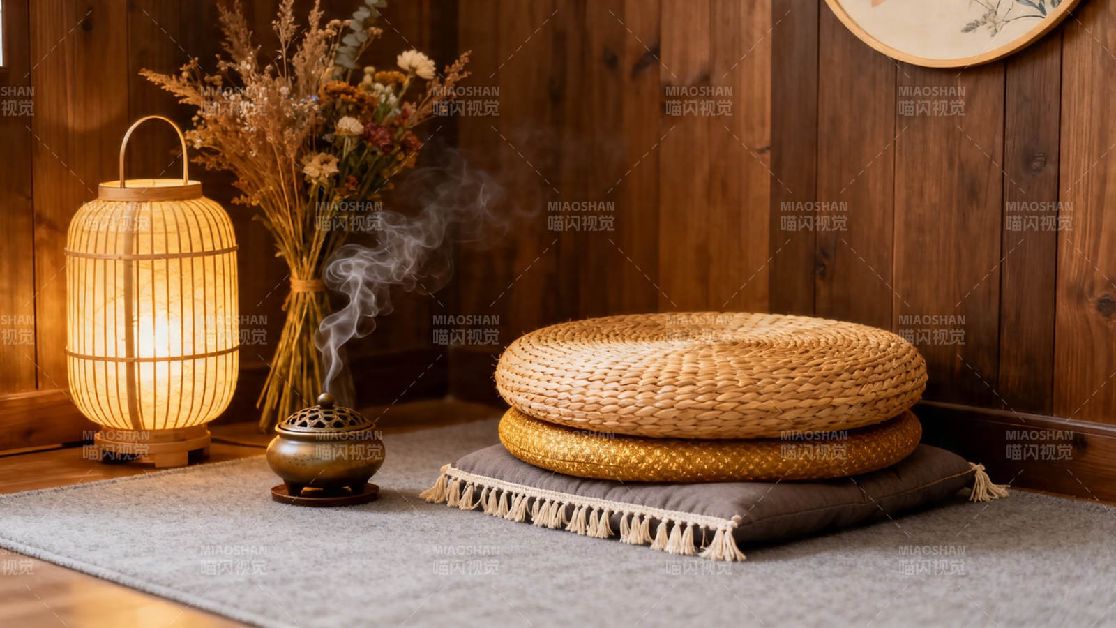 禅意静室 香薰蒲团夜图片