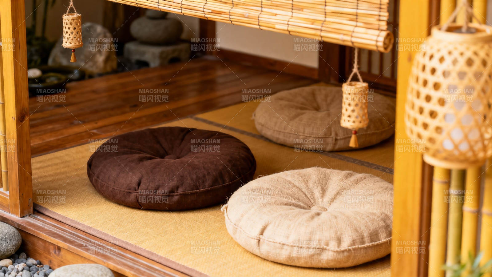 日式榻榻米坐垫静景图片