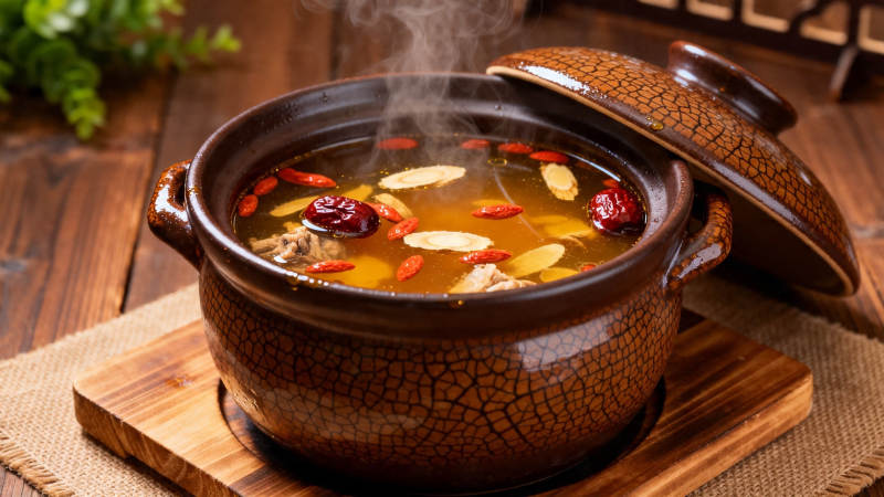 热气腾腾的养生炖汤图片