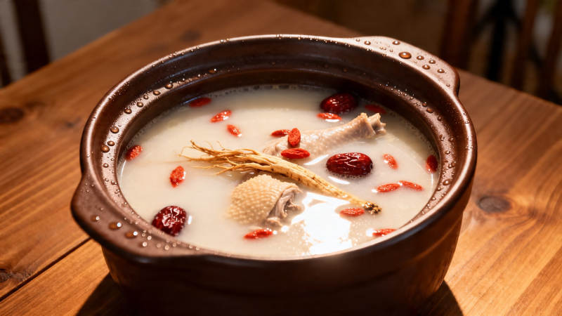 人参红枣鸡汤滋补暖身图片